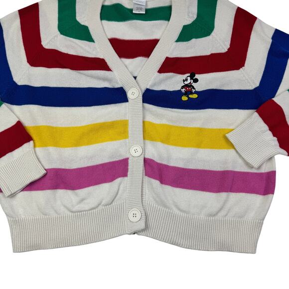 Disney 100 Retro Reimagined Rainbow Stripes Mickey Mouse Cardigan Women's XL - Picture 2 of 6